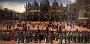 Gentile Bellini, la procession du reliquaire de la Croix sur la place Saint Marc, 1496, Gallerie dell'Accademia