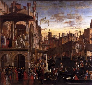 Vittore Carpaccio, Miracle de la relique de la Croix au Pont du Rialto, Gallerie dell'Accademia, 1494