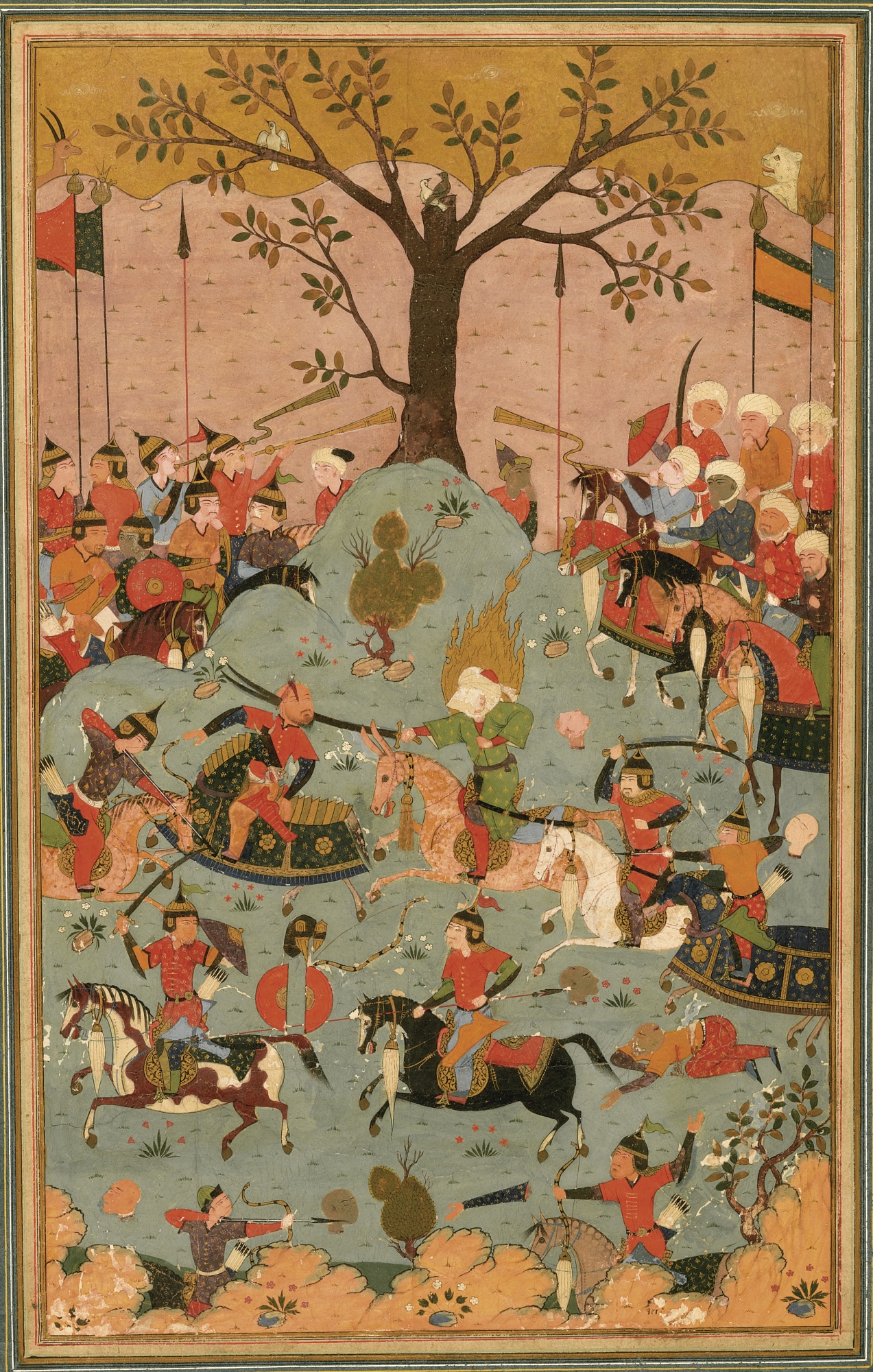 Bataille entre le premier calife Omeyyade Muawiya et le calife Ali en 657, la bataille de Siffin , illustration persane safavide 1516.